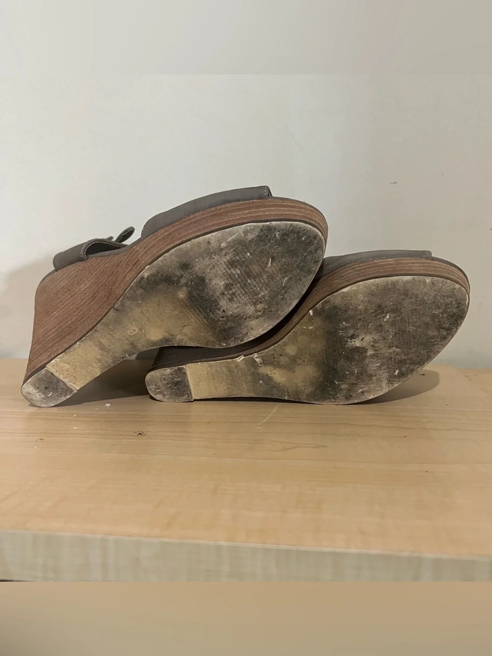 American Rag Taupe Suede Wedge Sandals